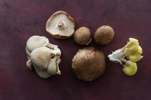 heerlijke champignons op rustieke achtergrond foto