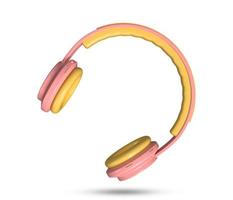 hoofdtelefoon oortelefoon 3D-pictogram. audioheadset met roze accenten. 3D draadloze hoofdtelefoon in minimalistische stijl. luister muziekgadget. audio muziek instrumenten. 3D-gerenderde afbeelding. foto