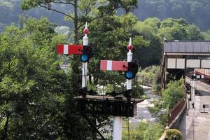 llangollen in Wales in juni 2020. uitzicht op het treinstation van llangollen foto