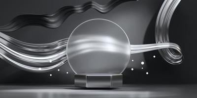 3D-rendering abstracte zilveren platform podium product presentatie achtergrond foto