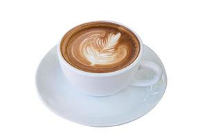 latte art koffie geïsoleerd op witte achtergrond foto