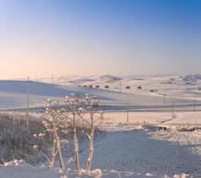 rurale landschap winter.tussen apulië en basilicata.sunrise: besneeuwde heuvel. -Italië-