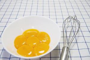 grondstof voor het koken van zelfgemaakte eiertaart - favoriet dessertbakkerijconcept foto