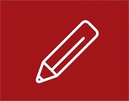 potloodpictogram in rode afbeelding, illustratie van potlood in wit op rode achtergrond, een penontwerp op een rode achtergrond foto