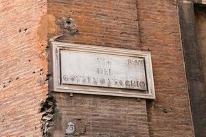 via del governo vecchio straatnaambord in rome, italië foto