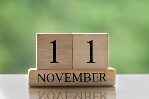 11 november kalenderdatumtekst op houten blokken met kopieerruimte voor ideeën of tekst. kopieer ruimte foto