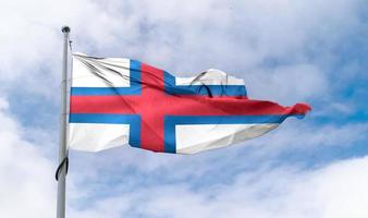 vlag van de faeröer - realistische wapperende stoffen vlag foto