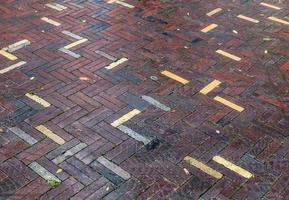 gedetailleerde close-up op oude historische geplaveide wegen en voetpaden foto