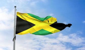 Jamaica vlag - realistische wapperende stoffen vlag. foto