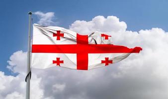 vlag van georgië - realistische wapperende stoffenvlag. foto