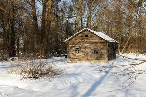 houten huis, winter foto