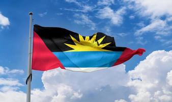 vlag van antigua en barbuda - realistische wapperende stoffen vlag foto