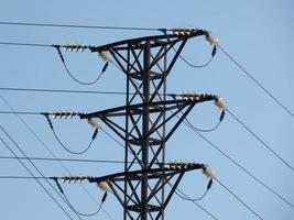 elektrische torens in landelijke gebieden die elektriciteit naar onze huizen brengen foto