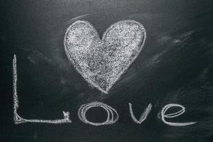 liefde hart puttend uit een schoolbord