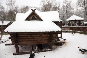 houten gebouw .winter foto