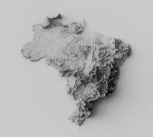 reliëfkaart van Brazilië grijze kleur moderne minimale kaart 3d illustratie foto