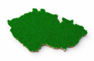 tsjechië kaart bodem land geologie dwarsdoorsnede met groen gras en rots grond textuur tsjechische republiek 3d illustratie foto