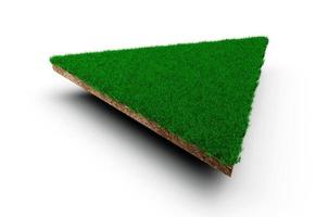 driehoek vorm bodem land geologie dwarsdoorsnede met groen gras, aarde modder weggesneden geïsoleerde 3d illustratie foto
