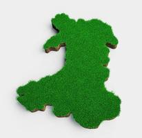 Wales kaart bodem land geologie dwarsdoorsnede met groen gras en rotsgrond textuur 3d illustratie foto