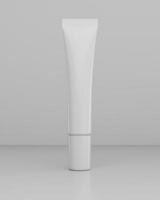 realistisch buismodel. witte plastic buis voor tandpasta, crème, gel en shampoo sjabloon voor medicijnen of cosmetica 3d illustratie foto