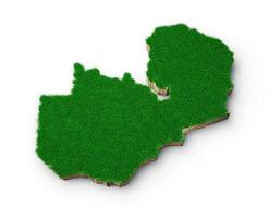 Zambia kaart bodem land geologie dwarsdoorsnede met groen gras en rotsgrond textuur 3d illustratie foto