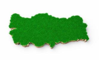 Turkije kaart bodem land geologie dwarsdoorsnede met groen gras en rotsgrond textuur 3d illustratie foto