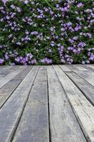 houten hek met bloemen foto