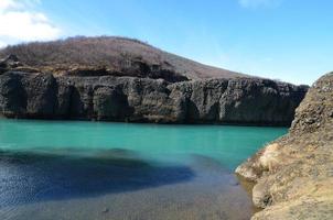 geweldige foto van een aquakleurige rivier in ijsland