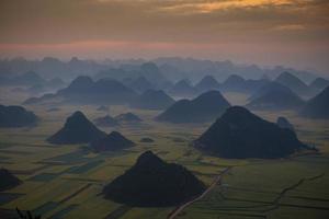 geel koolzaadbloemveld in luoping, china foto