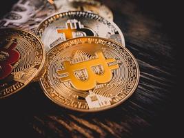 bitcoin munten zakelijke financiële concept. foto