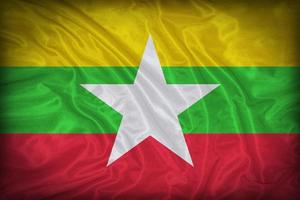 Myanmar vlag patroon op de structuur van de stof, vintage stijl
