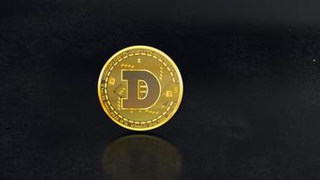 doge munt digitale valuta. cryptocurrency doge het nieuwe virtuele geld close-up 3d render van gouden dogecoin foto