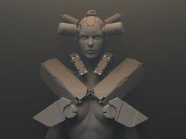 robot vrouw. close-up portret. abstractie op het gebied van technologie en games. 3d illustratie foto