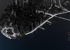 bovenaanzicht van de grote stad. illustratie in casual grafisch ontwerp. fragment hong kong 3d render foto