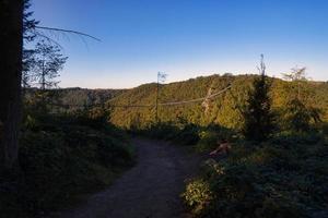 uitzicht op het landschap vanaf de geierlay hangbrug foto