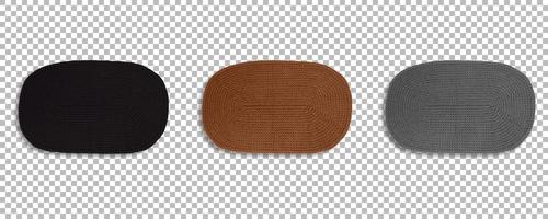 weergave van set gekleurde ovale matten voor het plaatsen van platen geïsoleerd met transparantie. foto