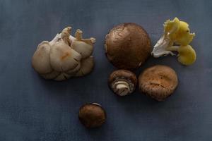 heerlijke champignons op rustieke achtergrond foto