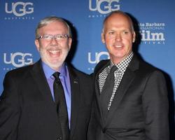 santa barbara, 31 jan - leonard maltin, michael keaton op het internationale filmfestival van santa barbara, moderne meester in een arlington-theater op 31 januari 2015 in santa barbara, ca foto