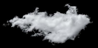 witte wolk geïsoleerd op zwarte achtergrond, pluizige textuur, abstracte rook foto