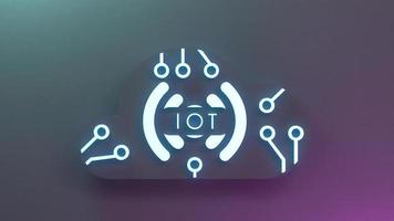 neon internet ding logo symbool. iot-concept. 3D render illustratie. foto