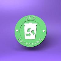 eco-recycling icoon. ecologisch concept. 3D render illustratie. foto