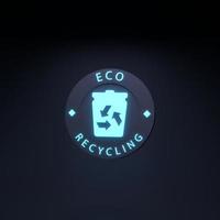 eco recycling neon icoon. ecologisch concept. 3D render illustratie. foto