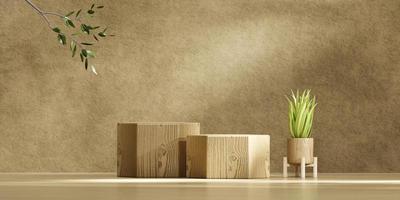 minimaal platformpodium met plantproductpresentatie en showcase-achtergrond 3D-rendering foto