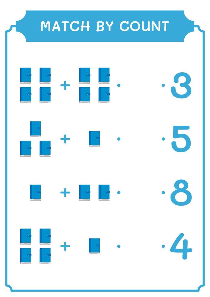 match door telling van notebook, spel voor kinderen. vectorillustratie, afdrukbaar werkblad vector