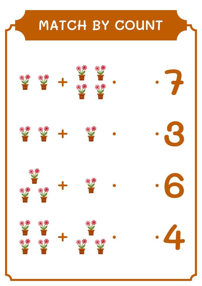 match door telling van bloem, spel voor kinderen. vectorillustratie, afdrukbaar werkblad vector