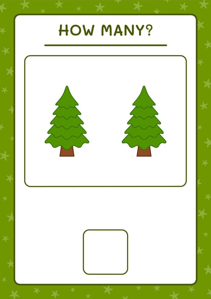 hoeveel kerstboom, spel voor kinderen. vectorillustratie, afdrukbaar werkblad vector