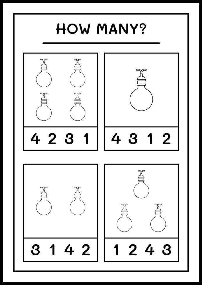 hoeveel kerstlicht, spel voor kinderen. vectorillustratie, afdrukbaar werkblad vector