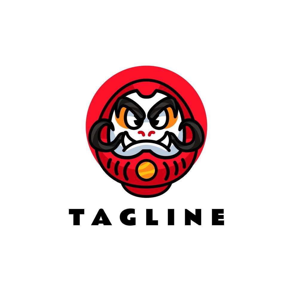 daruma-logo-ontwerpsjabloon met schattige details vector