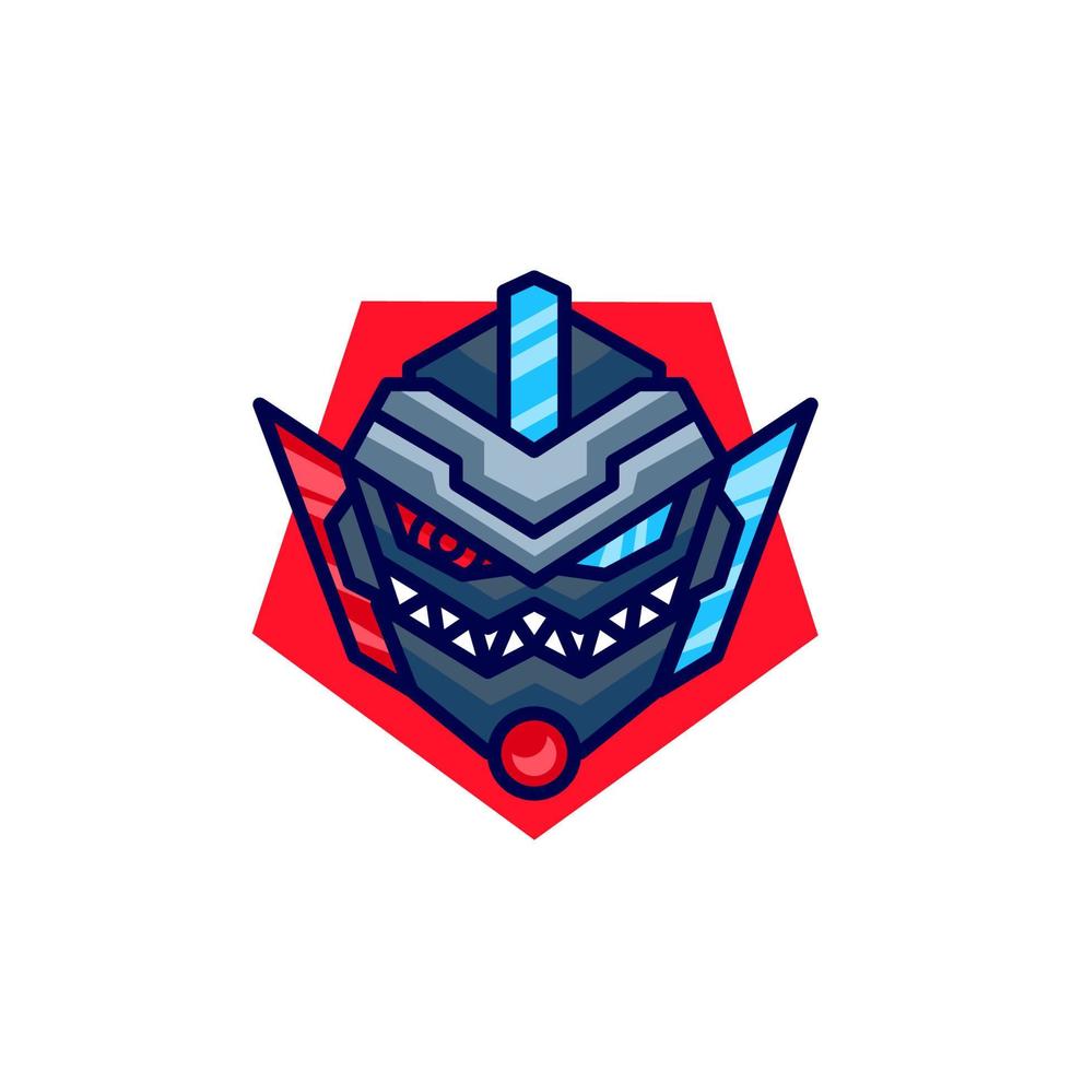 cyborg politie logo ontwerpsjabloon met schattige details vector