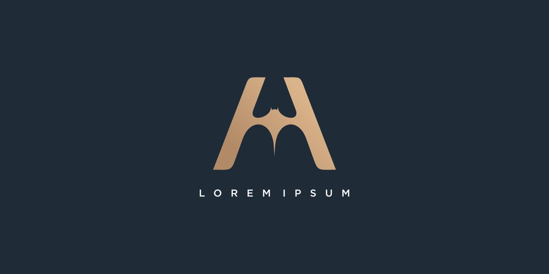 letter een logo-ontwerp met vleermuisconcept premium vector